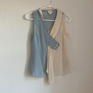 Anthropologie Blue and Cream Blouse